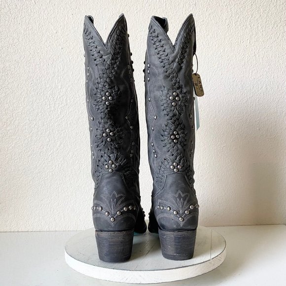 Lane Cossette Embellished dark Gray Heeled Boots - Picture 3 of 9